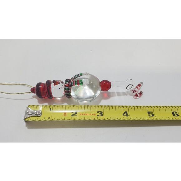 Hand Blown Glass Snowman Ornament Solid Red Hat - Picture 5 of 5